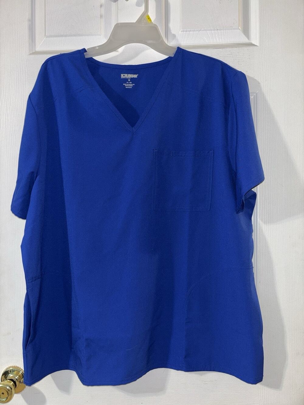 Scrubstar XL Unisex Scrub Top Electric Blue Chest & Side Pockets Men or Women